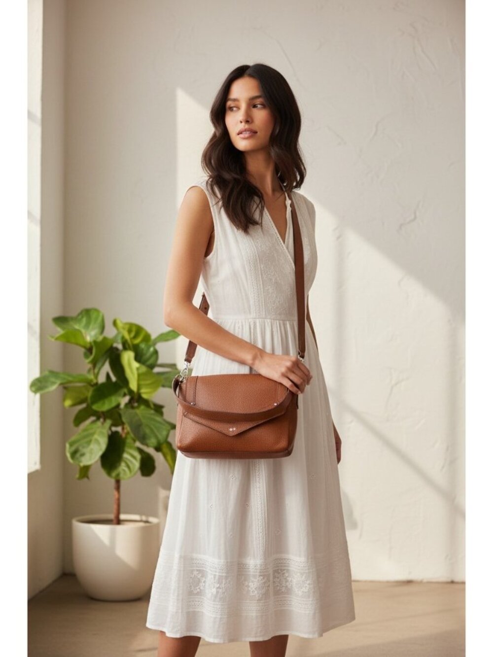 BOSS Hugo Boss Leather Crossbody Bag Womens One Size Brown Minimalist Old Money